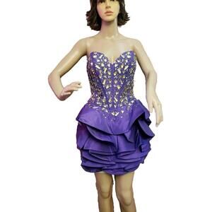 Cinderella Exquisite Women's  Dress Sequin Crystal Jeweled Purple Size 4 NWT-B10